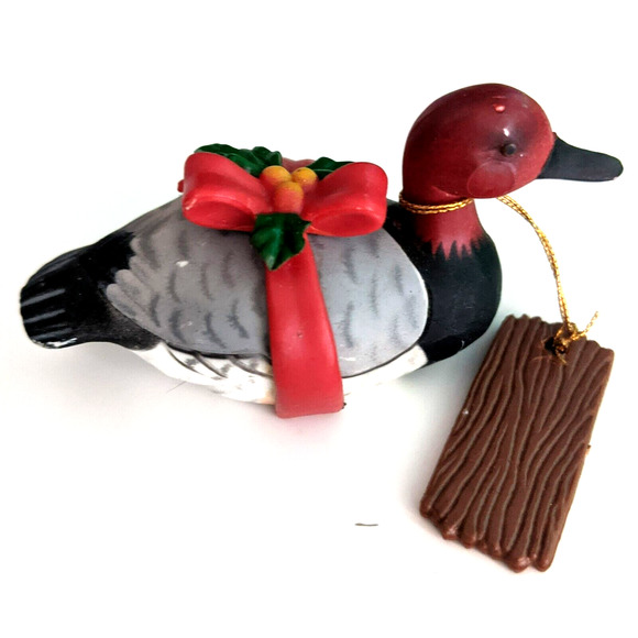 Vintage Christmas Decoration Tree Ornament Carved Wood Duck Enesco Made in HK - Picture 5 of 7